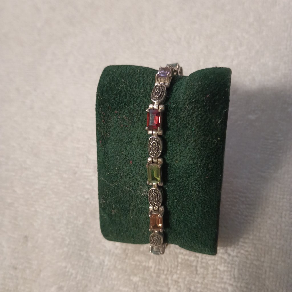Vintage Sterling Silver Mother's Multi Gemstone Bracelet.